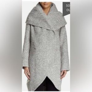 Zac Posen Camilla Shawl Collar Small Wool Grey Winter Coat